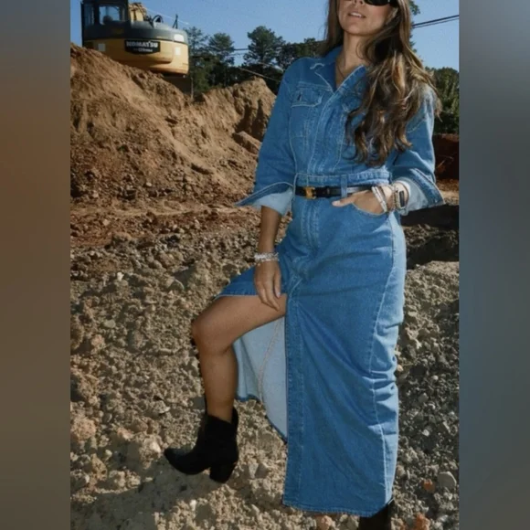 fitted lace wedding dress Universal Thread Women's Long Sleeve Denim Shirtdress